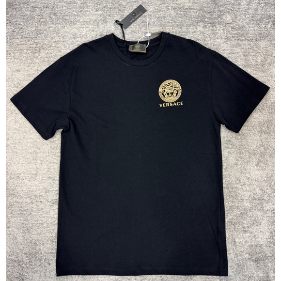 KITH x Versace Black Gold Mini Medusa Logo Cotton Short Sleeve T-Shirt Medium M - Picture 2 of 8